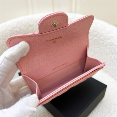 Chanel Classic Snap Cardholder in 22C Pink Caviar and LGHW