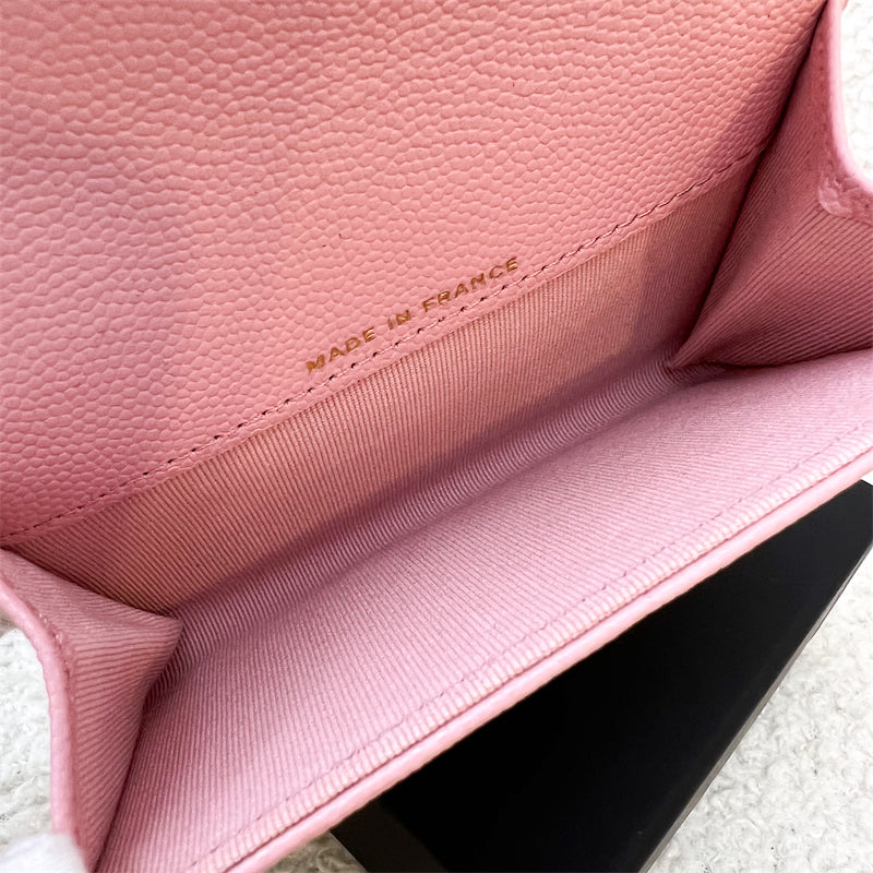 Chanel Classic Snap Cardholder in 22C Pink Caviar and LGHW