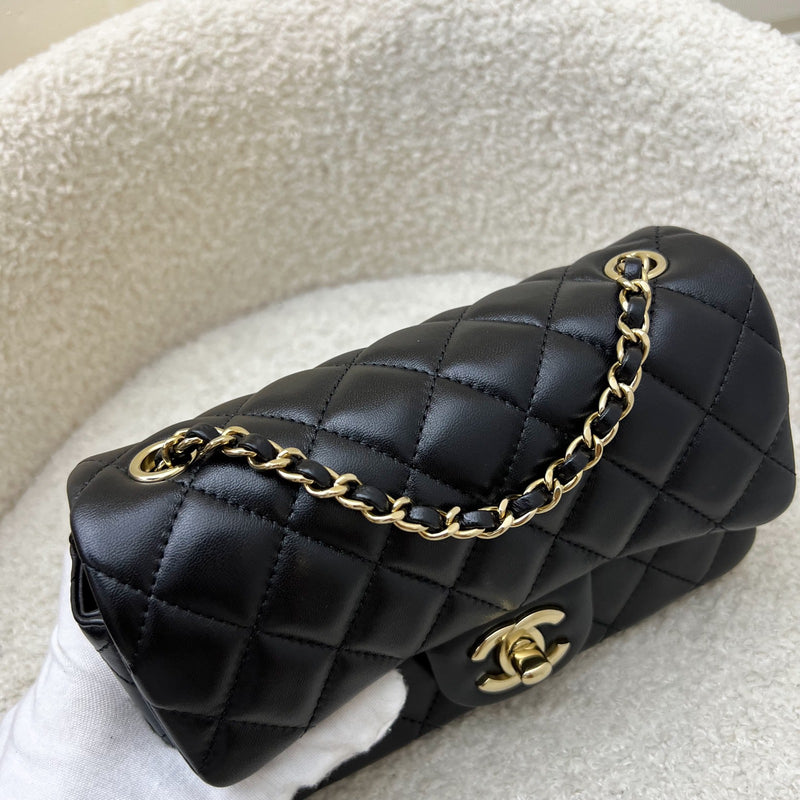 Chanel 24K Extra Mini Rectangular Flap in Black Lambskin and GHW (Model: AS5219)