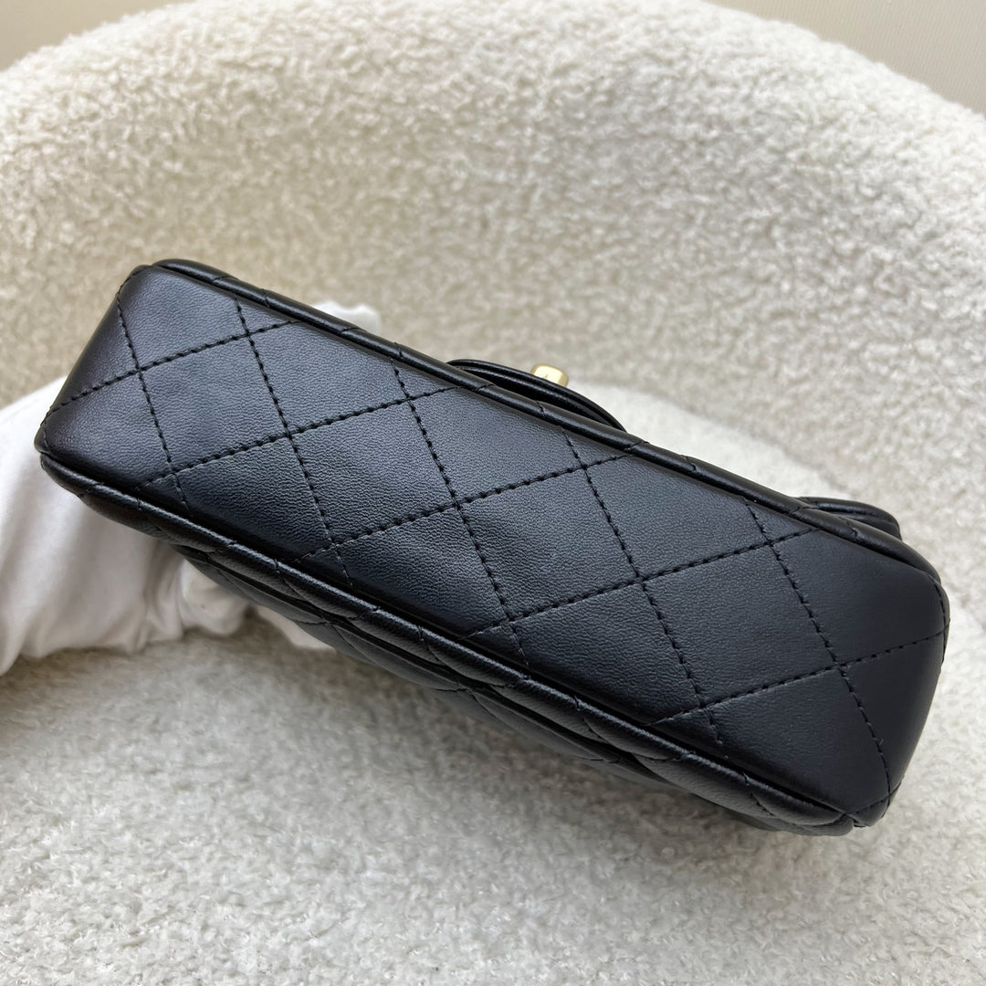 Chanel 24K Extra Mini Rectangular Flap in Black Lambskin and GHW