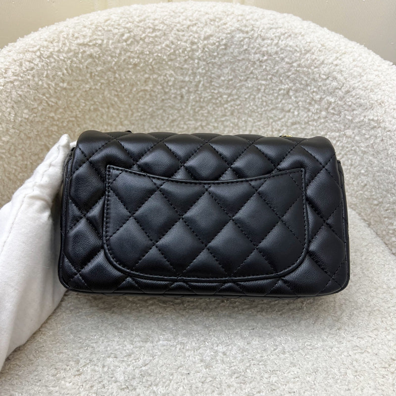 Chanel 24K Extra Mini Rectangular Flap in Black Lambskin and GHW (Model: AS5219)
