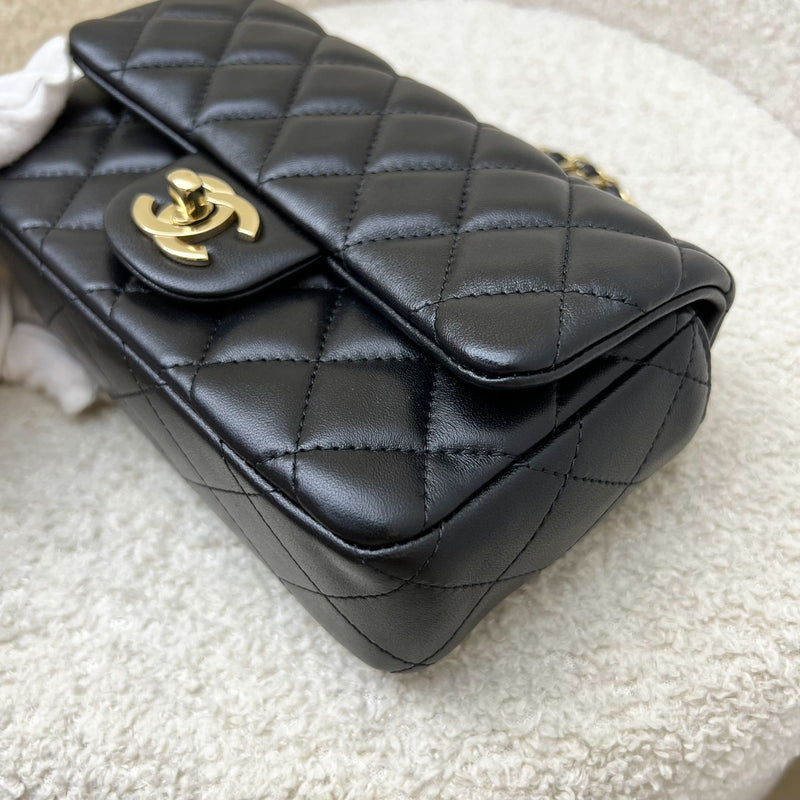 Chanel 24K Extra Mini Rectangular Flap in Black Lambskin and GHW (Model: AS5219)