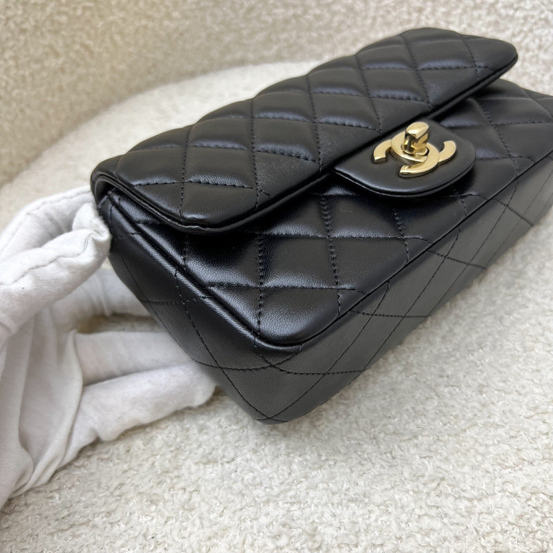 Chanel 24K Extra Mini Rectangular Flap in Black Lambskin and GHW (Model: AS5219)