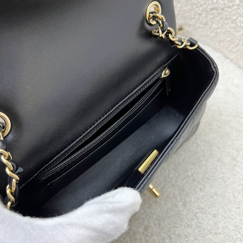Chanel 24K Extra Mini Rectangular Flap in Black Lambskin and GHW (Model: AS5219)