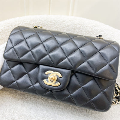 Chanel Classic Mini Rectangle Flap in Black Lambskin and LGHW