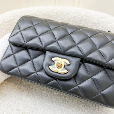 Chanel Classic Mini Rectangle Flap in Black Lambskin and LGHW