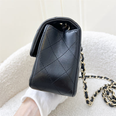 Chanel Classic Mini Rectangle Flap in Black Lambskin and LGHW