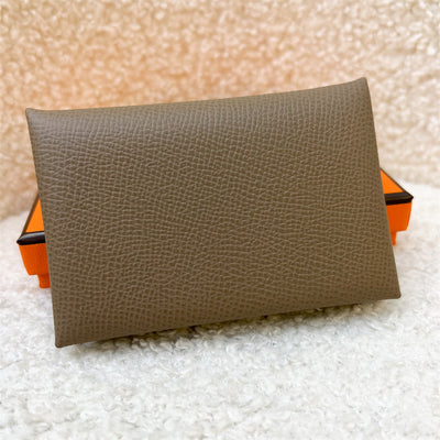 Hermes Calvi Card Holder in Etoupe Epsom Leather