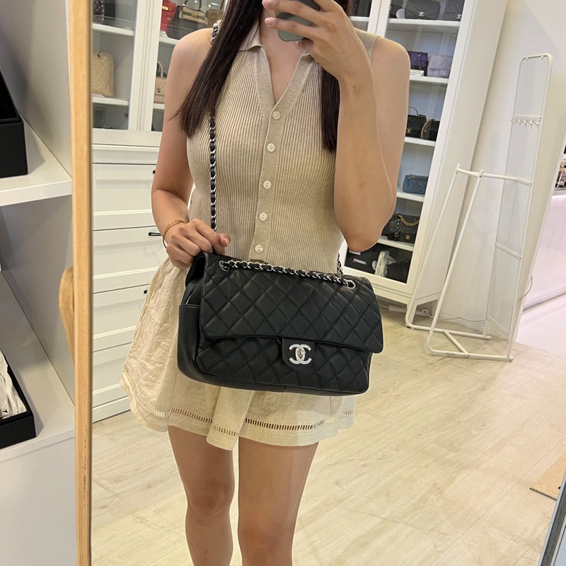 Chanel Easy Caviar Jumbo Flap in Black Caviar and SHW