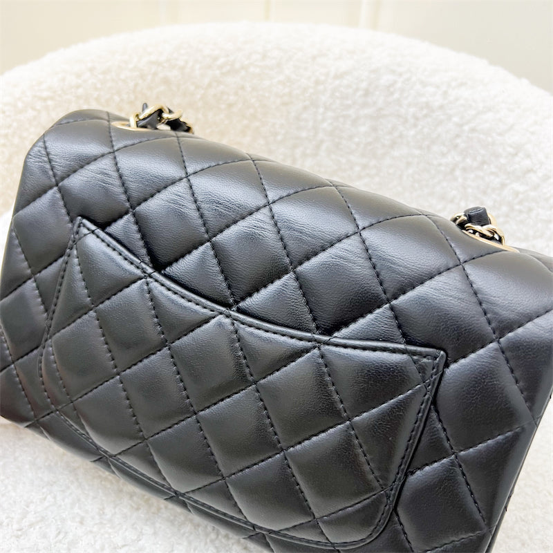 Chanel Classic Mini Rectangle Flap in Black Lambskin and LGHW