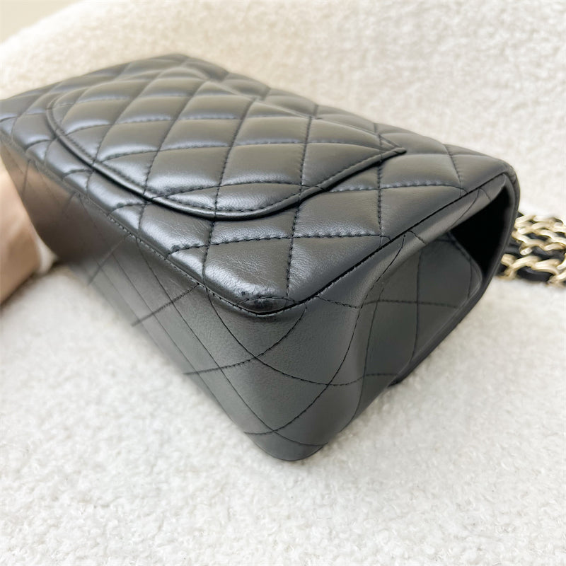 Chanel Classic Mini Rectangle Flap in Black Lambskin and LGHW