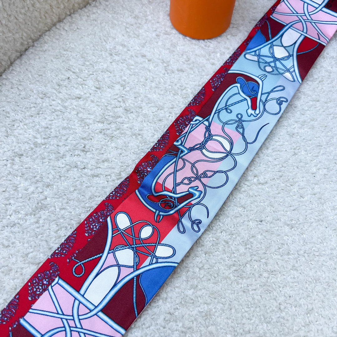 Hermes Coup de Fouet au Bloc Twilly in Rose / Rouge / Blue 100