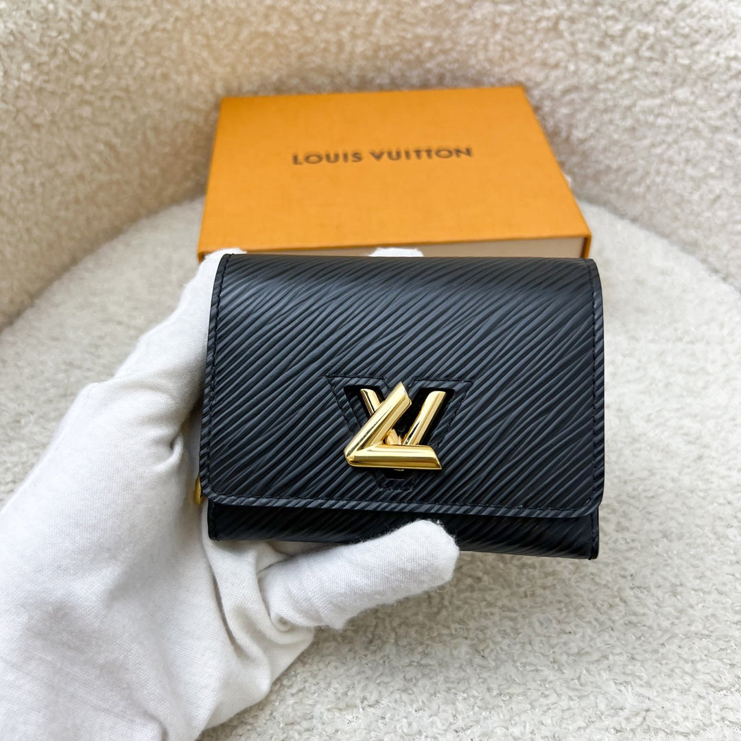 LV XS Twist Trifold Compact Wallet in Black Epi Leather and GHW
