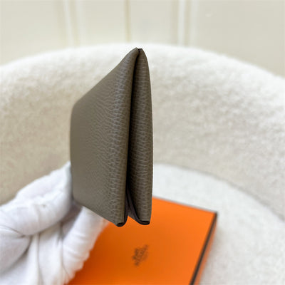 Hermes Calvi Card Holder in Etoupe Epsom Leather