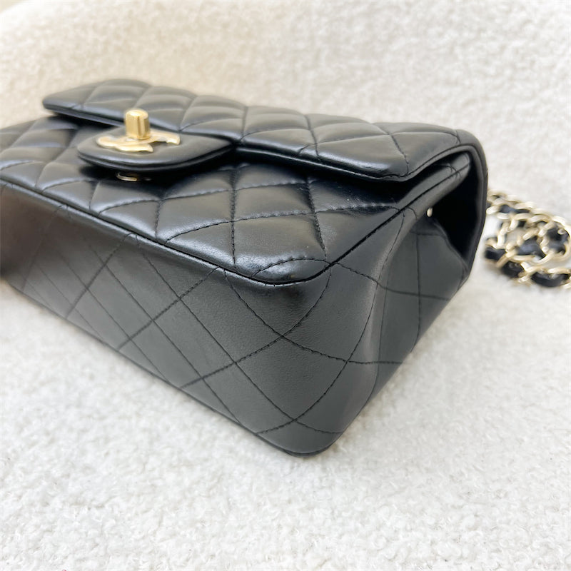 Chanel Classic Mini Rectangle Flap in Black Lambskin and LGHW