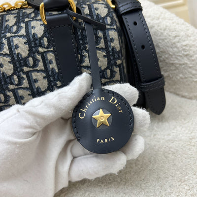 Dior Groove 20 Bowling Bag in in Navy Dark Blue Oblique Jacquard Canvas and AGHW (Model: M1364UTZQ, Colour: M928)