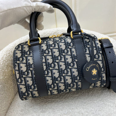 Dior Groove 20 Bowling Bag in in Navy Dark Blue Oblique Jacquard Canvas and AGHW (Model: M1364UTZQ, Colour: M928)