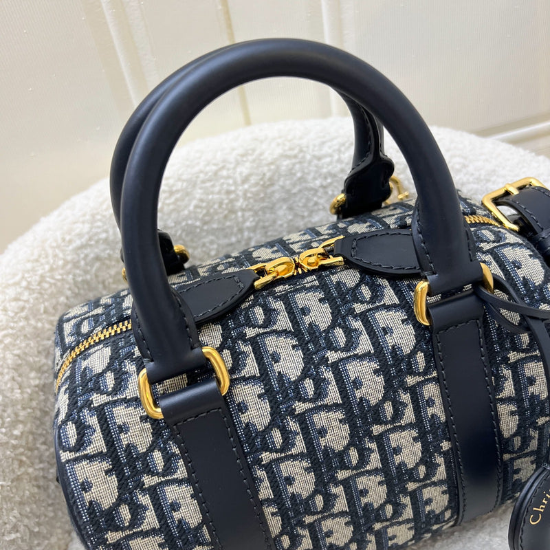 Dior Groove 20 Bowling Bag in in Navy Dark Blue Oblique Jacquard Canvas and AGHW (Model: M1364UTZQ, Colour: M928)