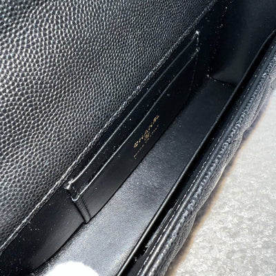 Chanel 25S Top Handle Kelly Clutch with Chain in Black Caviar and GHW