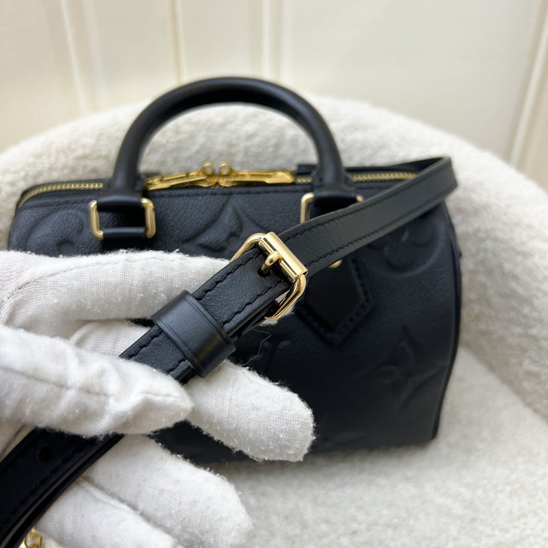 LV Speedy Bandouliere 20 in Black Monogram Empreinte Leather and GHW