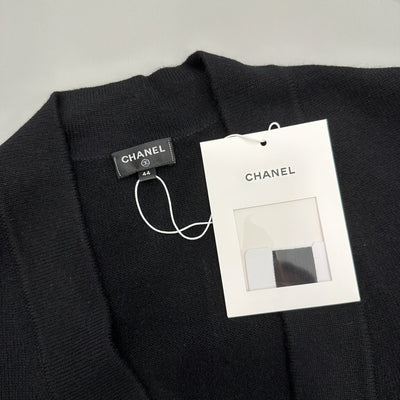 Chanel 22A Runway Cardigan in Black Cashmere with Embellished Buttons Sz 44