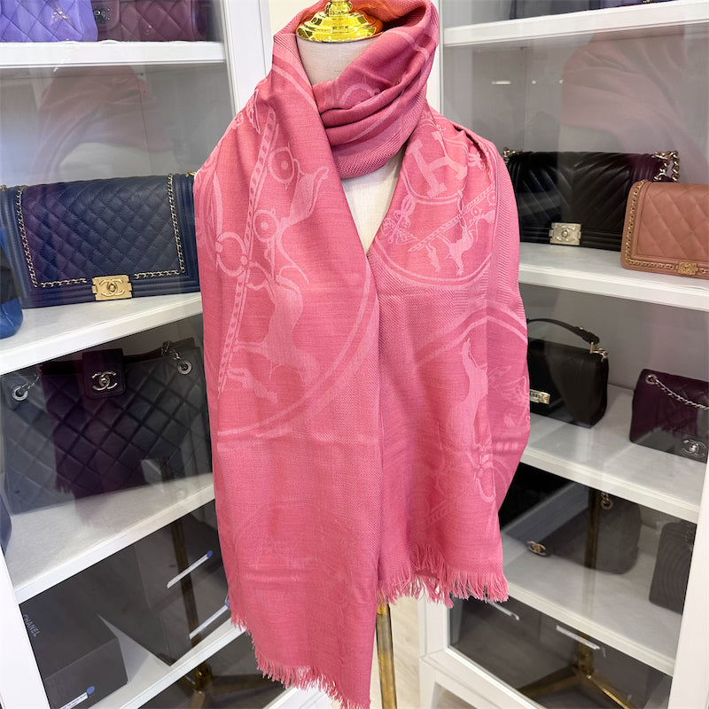 Hermes New Libris Stole / Scarf in Pommette 85% Cashmere and 15% Silk