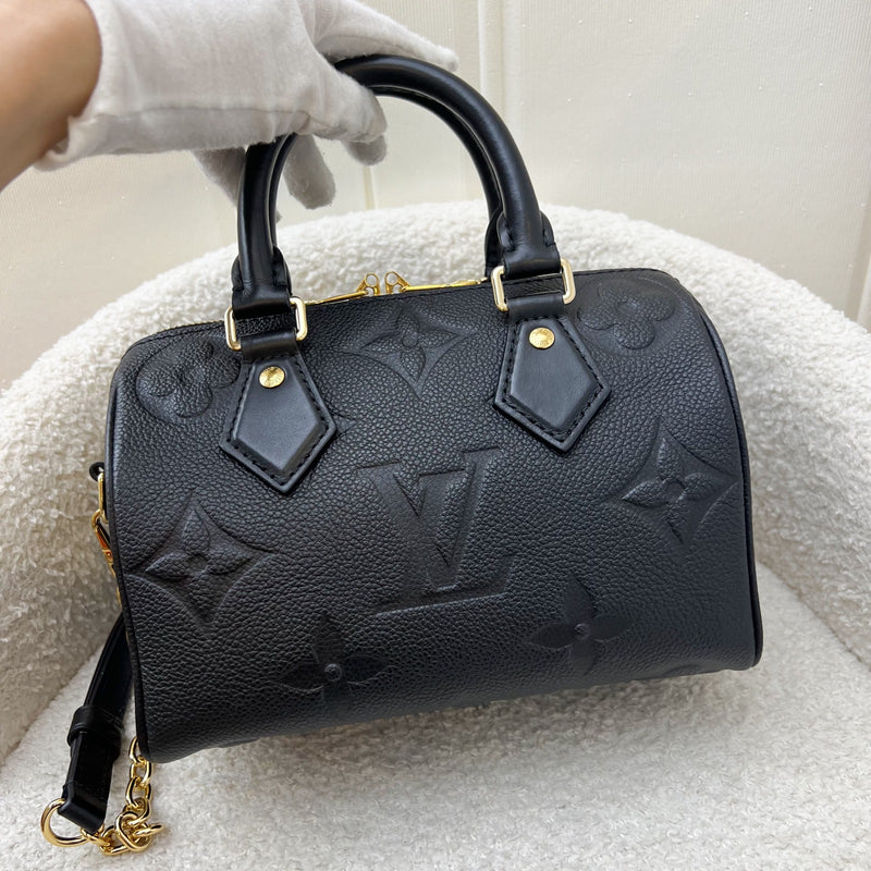 LV Speedy Bandouliere 20 in Black Monogram Empreinte Leather and GHW