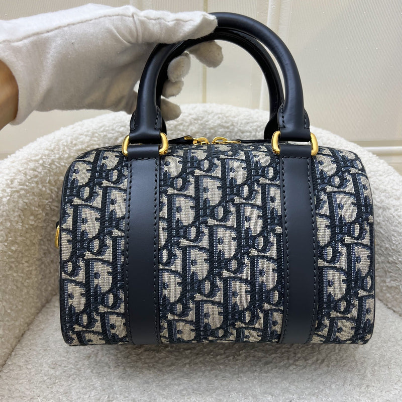 Dior Groove 20 Bowling Bag in in Navy Dark Blue Oblique Jacquard Canvas and AGHW (Model: M1364UTZQ, Colour: M928)