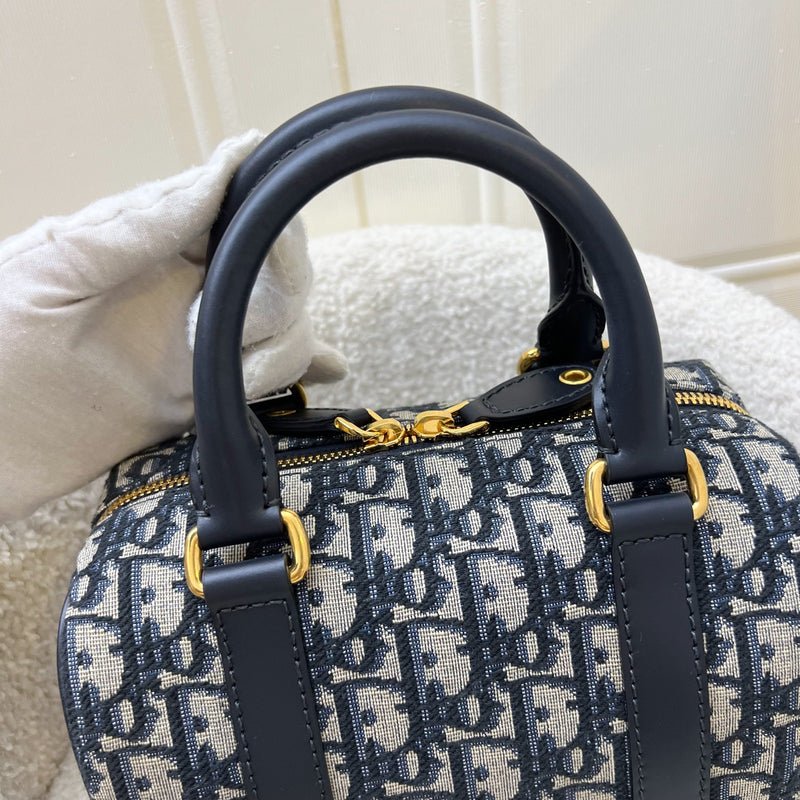 Dior Groove 20 Bowling Bag in in Navy Dark Blue Oblique Jacquard Canvas and AGHW (Model: M1364UTZQ, Colour: M928)
