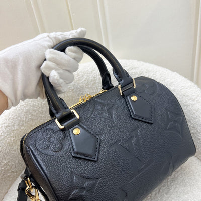 LV Speedy Bandouliere 20 in Black Monogram Empreinte Leather and GHW