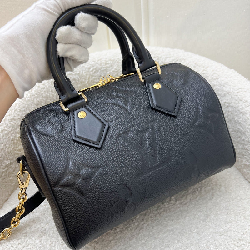 LV Speedy Bandouliere 20 in Black Monogram Empreinte Leather and GHW