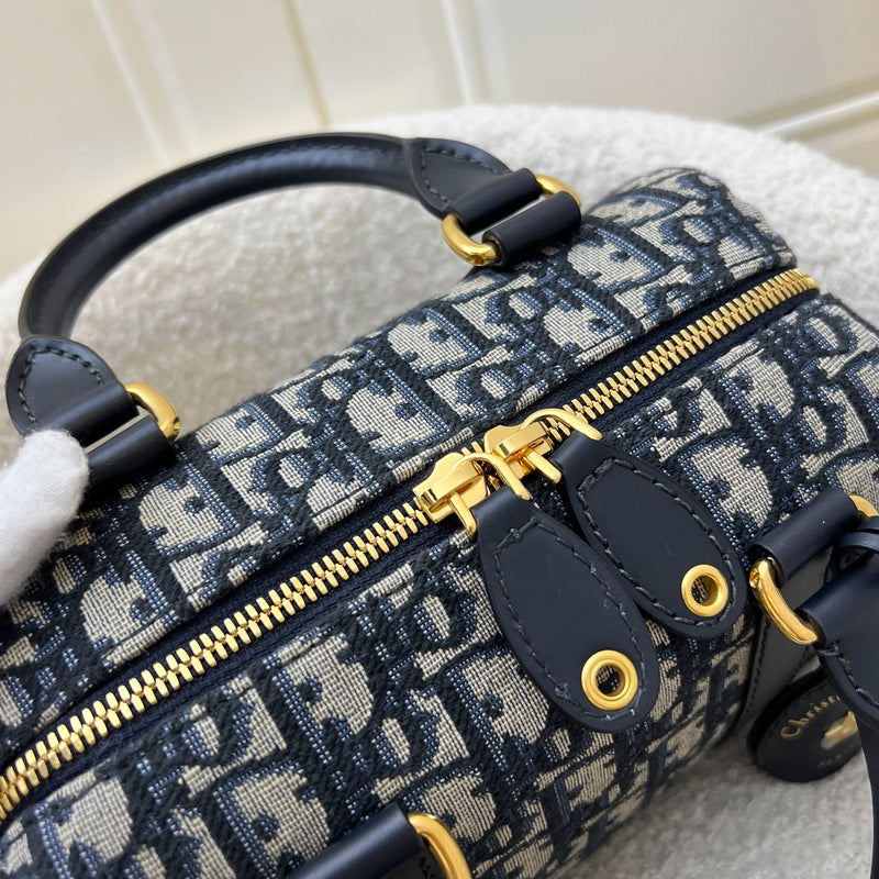 Dior Groove 20 Bowling Bag in in Navy Dark Blue Oblique Jacquard Canvas and AGHW (Model: M1364UTZQ, Colour: M928)