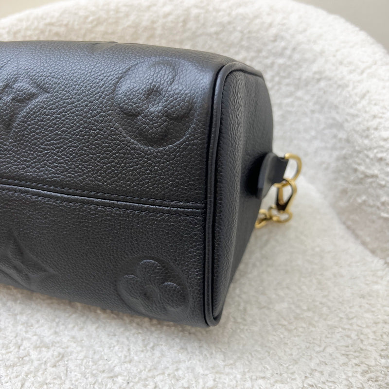 LV Speedy Bandouliere 20 in Black Monogram Empreinte Leather and GHW