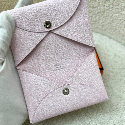 [Brand new] Hermes Calvi Card Holder in Rose Darling Chevre Leather and PHW