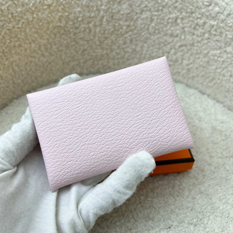 [Brand new] Hermes Calvi Card Holder in Rose Darling Chevre Leather and PHW