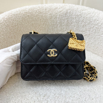 Chanel 23S Mini / Micro Clutch on Chain in Black Caviar and GHW