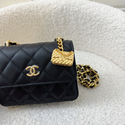 Chanel 23S Mini / Micro Clutch on Chain in Black Caviar and GHW