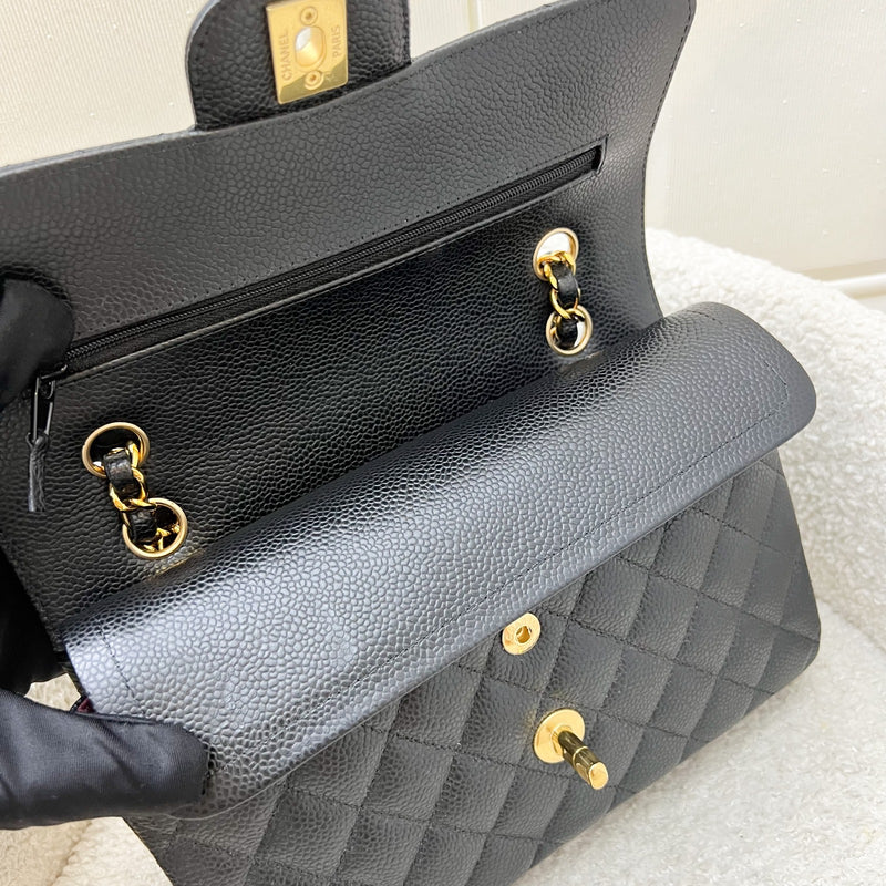 Chanel Small Classic Flap CF in Black Caviar and GHW (Model: A01113)