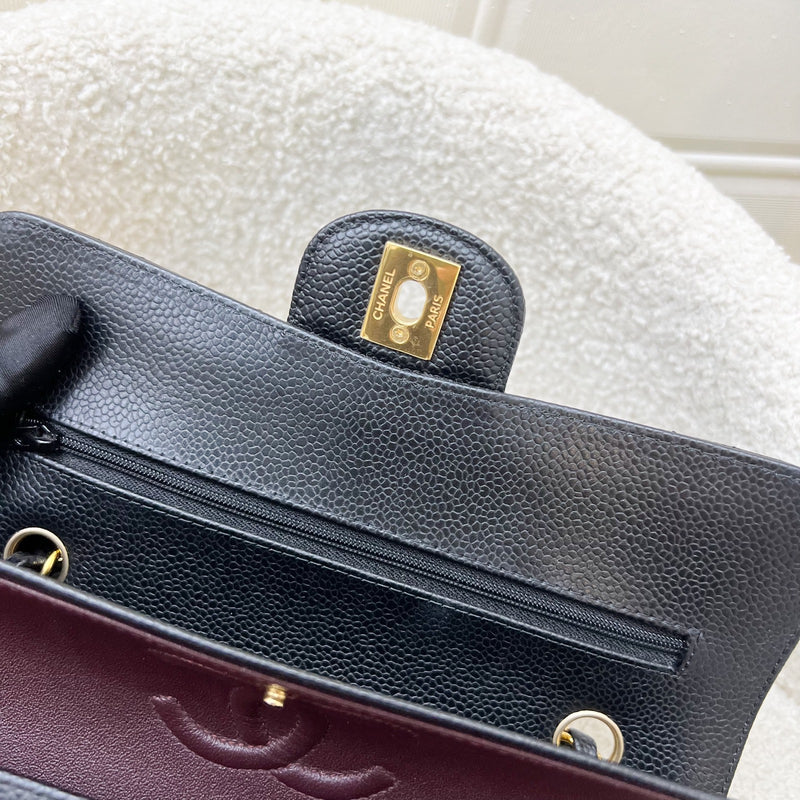 Chanel Small Classic Flap CF in Black Caviar and GHW (Model: A01113)