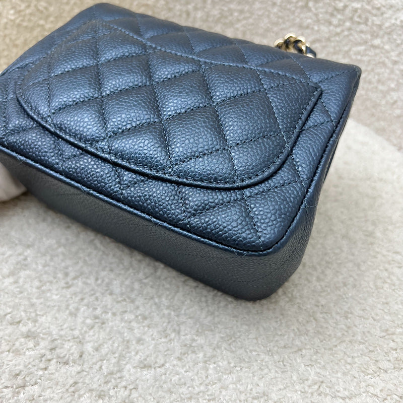 Chanel Classic Square Mini Flap in Navy Blue Shiny Caviar and LGHW