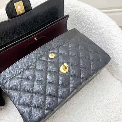 Chanel Small Classic Flap CF in Black Caviar and GHW (Model: A01113)