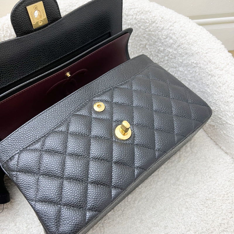 Chanel Small Classic Flap CF in Black Caviar and GHW (Model: A01113)
