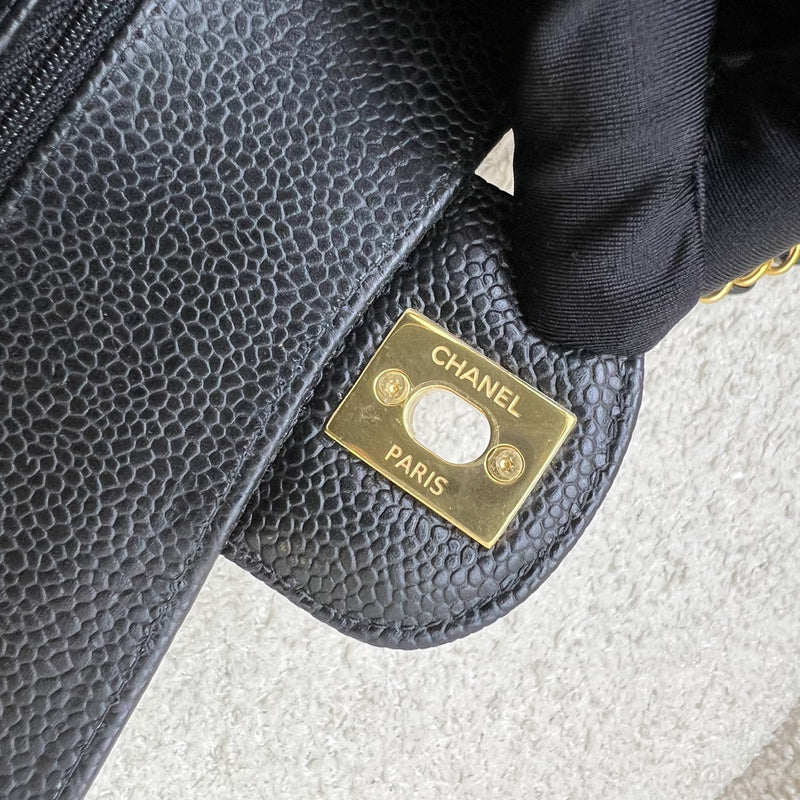Chanel Small Classic Flap CF in Black Caviar and GHW (Model: A01113)