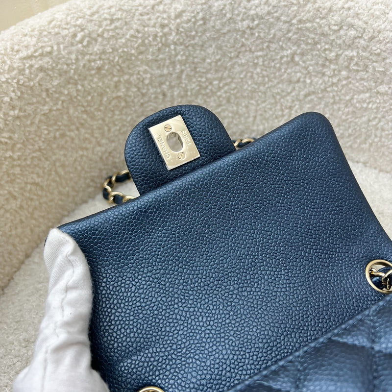 Chanel Classic Square Mini Flap in Navy Blue Shiny Caviar and LGHW