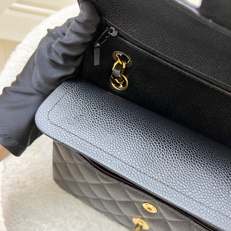 Chanel Small Classic Flap CF in Black Caviar and GHW (Model: A01113)