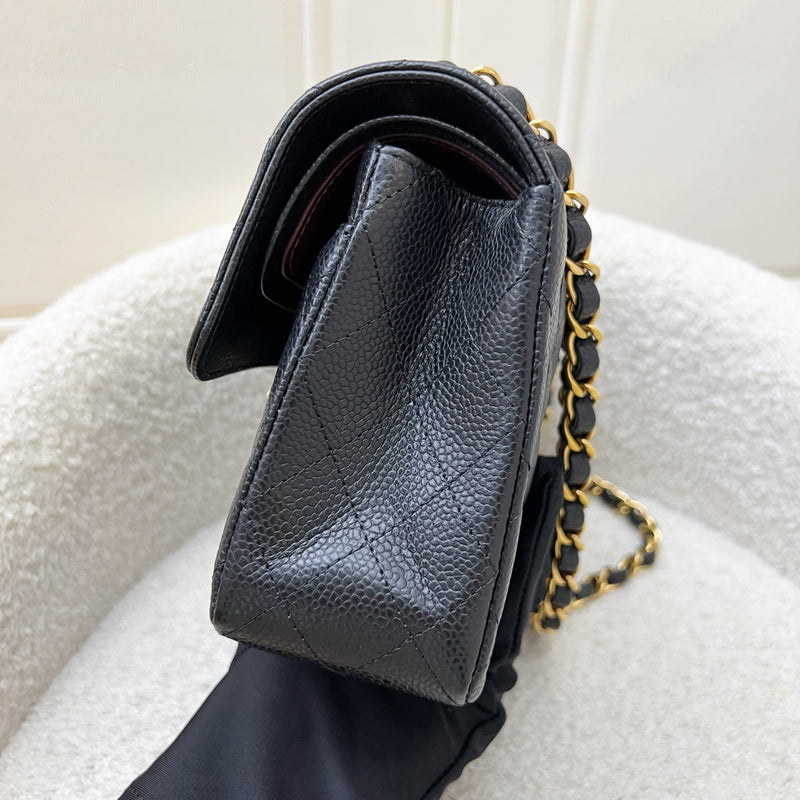 Chanel Small Classic Flap CF in Black Caviar and GHW (Model: A01113)