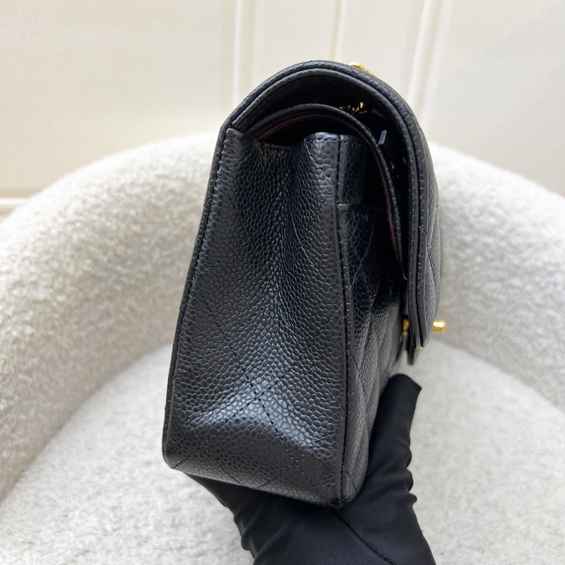 Chanel Small Classic Flap CF in Black Caviar and GHW (Model: A01113)