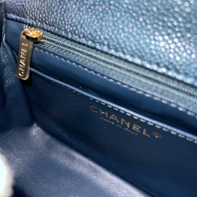 Chanel Classic Square Mini Flap in Navy Blue Shiny Caviar and LGHW