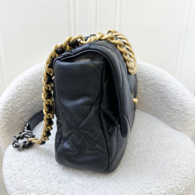 Chanel 19 Medium / Large Flap in Black Lambskin and 3-tone HW