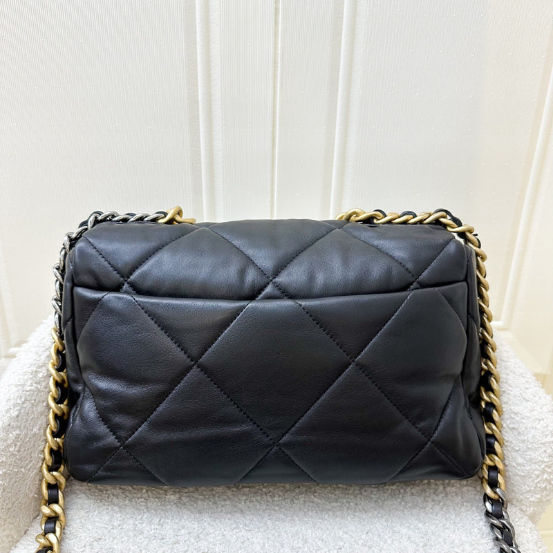 Chanel 19 Medium / Large Flap in Black Lambskin and 3-tone HW